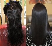 профессиональное выпрямление волнистых волос с эфектом шелка, ламиниров